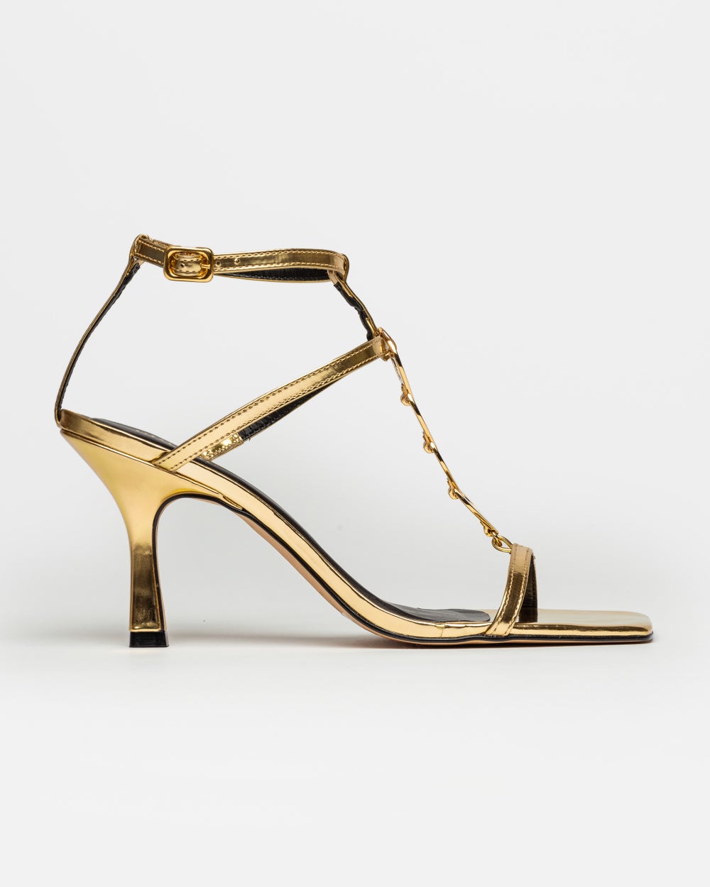 Sandalia alta Goldie en cuero metalizado