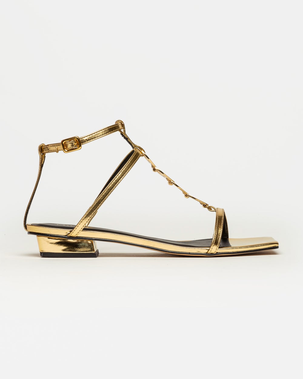 Sandalia baja Goldie en cuero metalizado