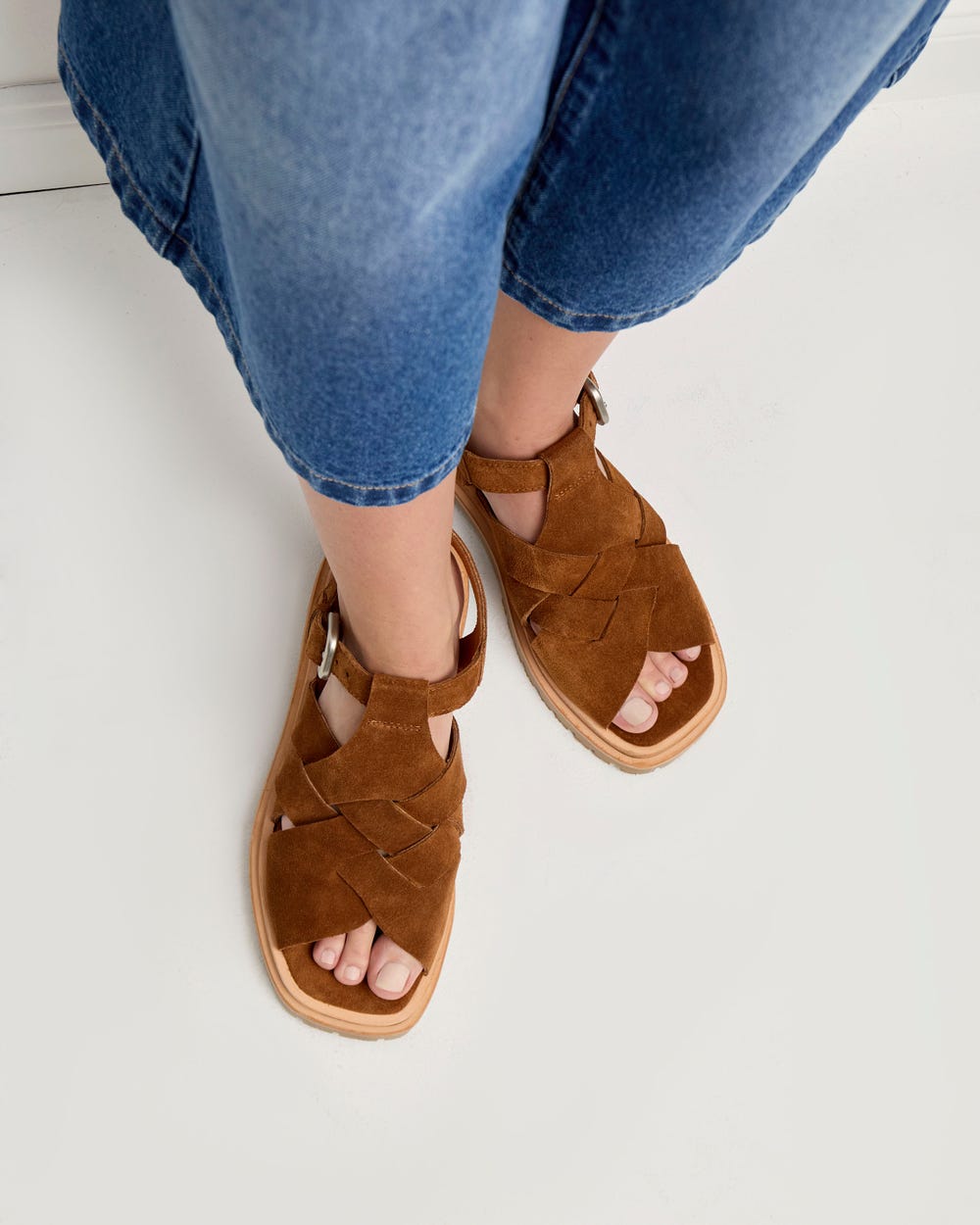 Sandalia media Cecile en gamuza